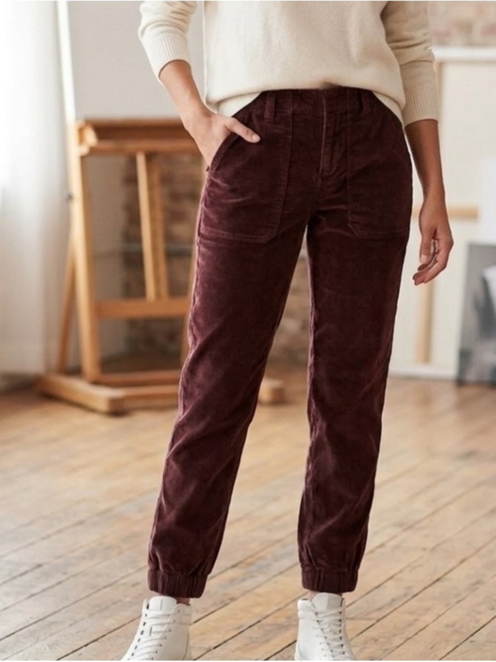 Banana Republic Brown Corduroy Elastic Waist Pants 16